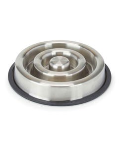 ProSelect Stainless Steel Heavy Duty Slow Feeder with Non-Skid Ring Small